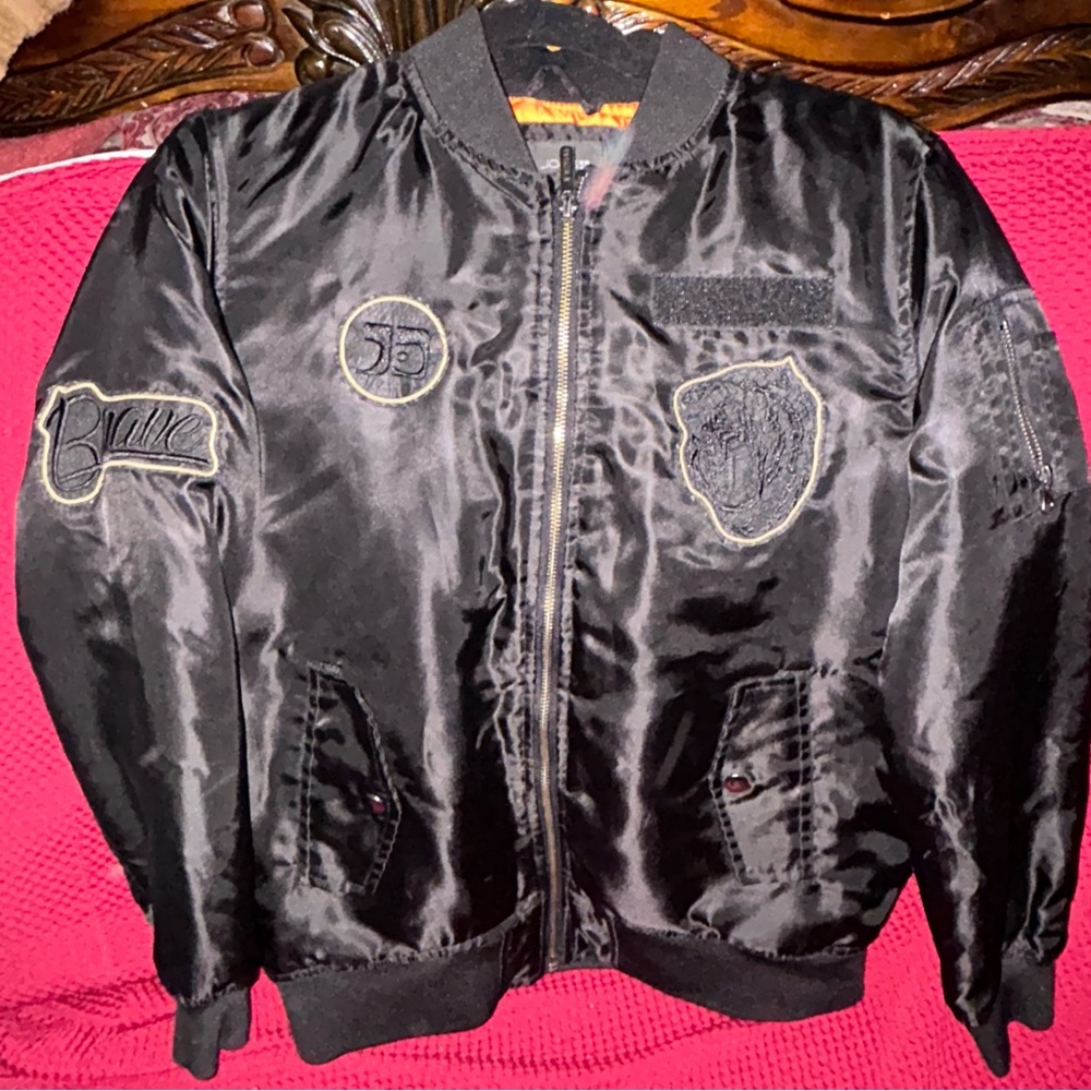 Joe's Jeans Black Embellished Bomber Jacket Size L (14-16)